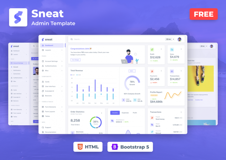 Best Free Bootstrap 5 Admin Dashboard Template - Ease Template