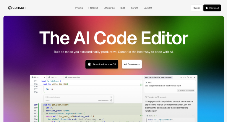 AI-powered code editor showing intelligent suggestions for front-end developers 2025