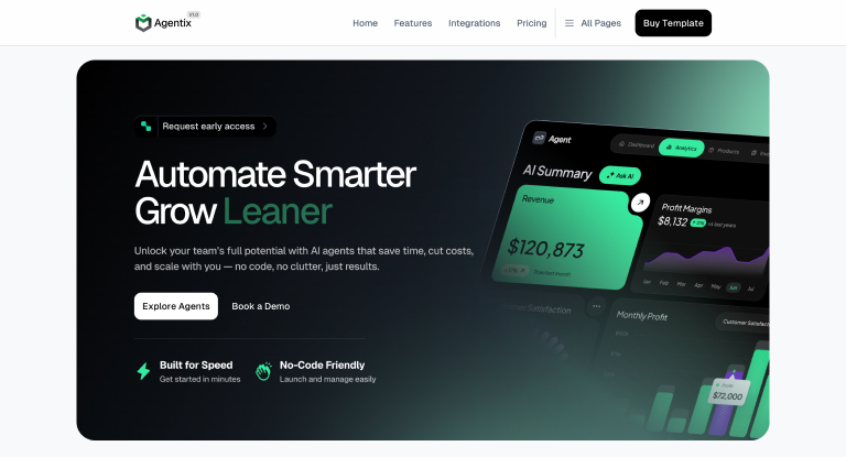 Agentix Framer Template for AI SaaS B2B startups