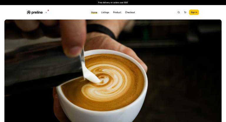 Coffee Shop Tailwind CSS Template