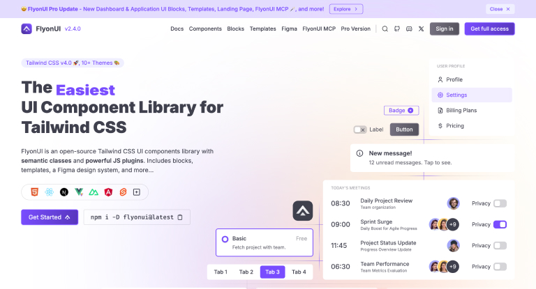 FlyonUI Free Tailwind CSS UI Components Library