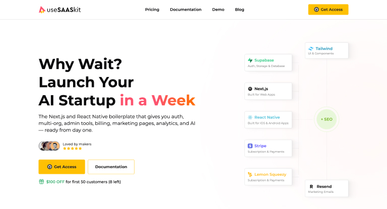 Next js Boilerplate for Fast AI Development use SAASkit