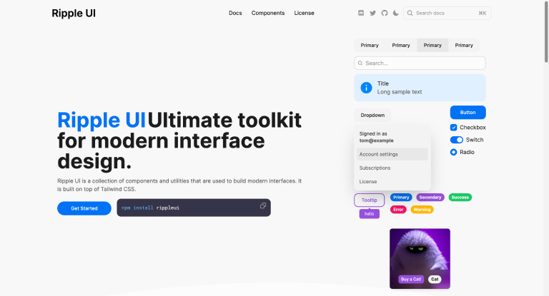 RippleUI TailwindCSS Components