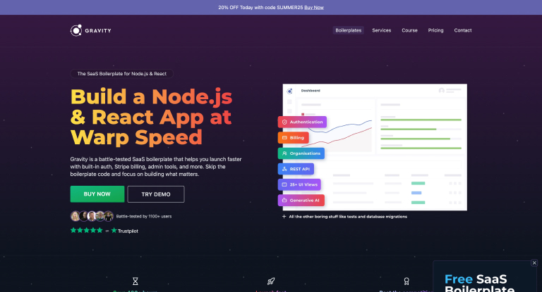 SaaS Boilerplate for Node js React – Launch Your SaaS 10x Faster Gravity