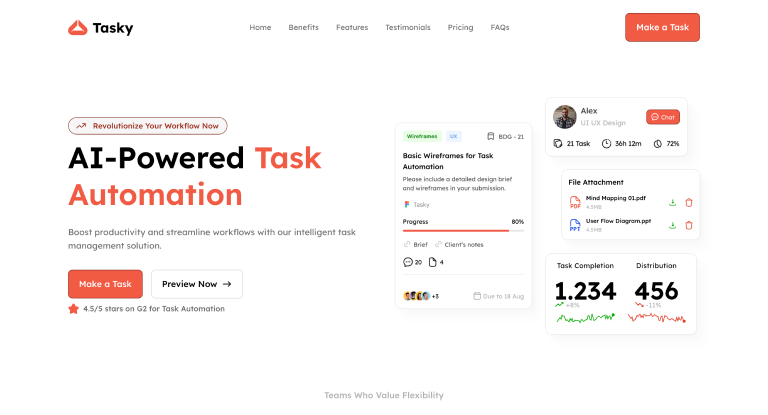 Tasky AI SaaS Landing Page