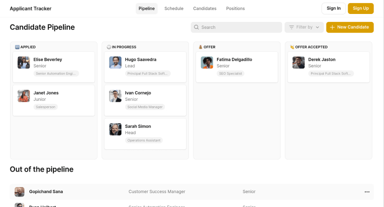 no code applicant tracker template