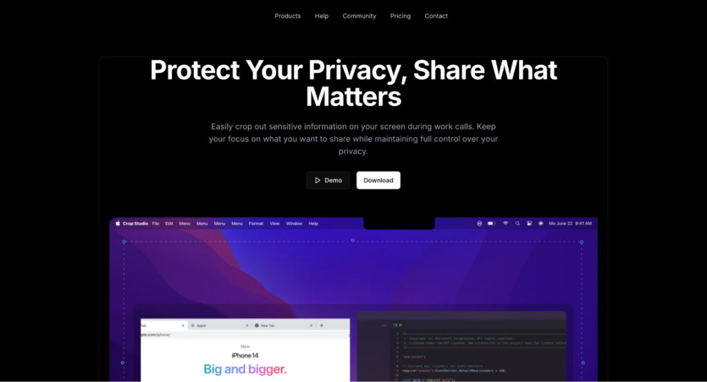 crop next js landing page
