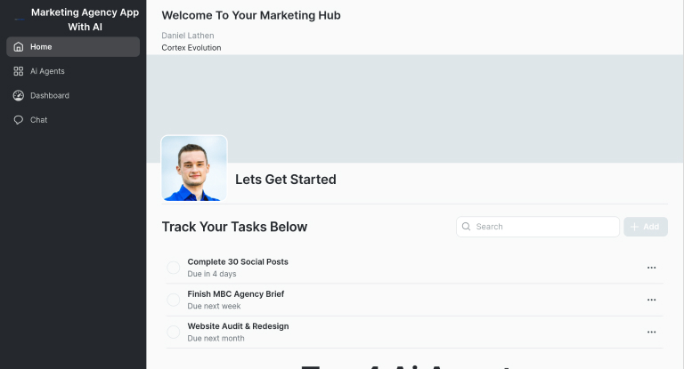 Marketing Agency App with AI Template