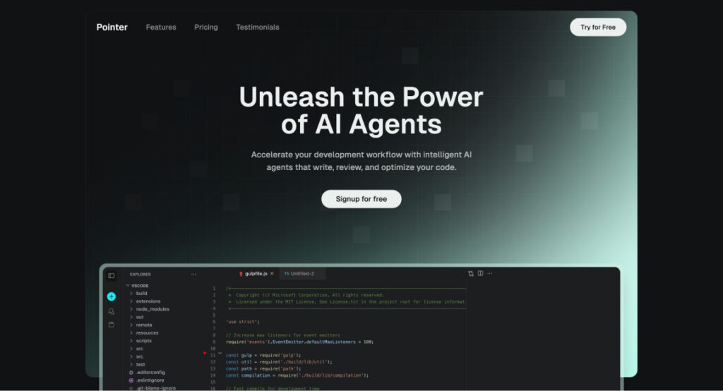 Modern Next Js Landing page for AI agents